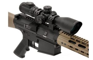 UTG 3-12X44 30mm Compact Scope on a rifle for 300 yards
