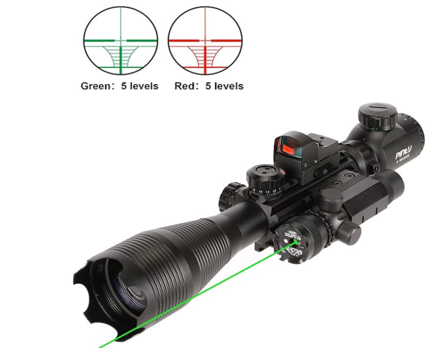 thumbnail image 2 of Pinty 3-9x40 Rifle Scope Combo With Laser Sight & LED Torch - Tactical Mil-Dot Reticle 2 of 6